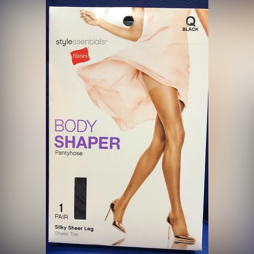 2packs of Hanes Body Shaper black Pantyhose Size Q new